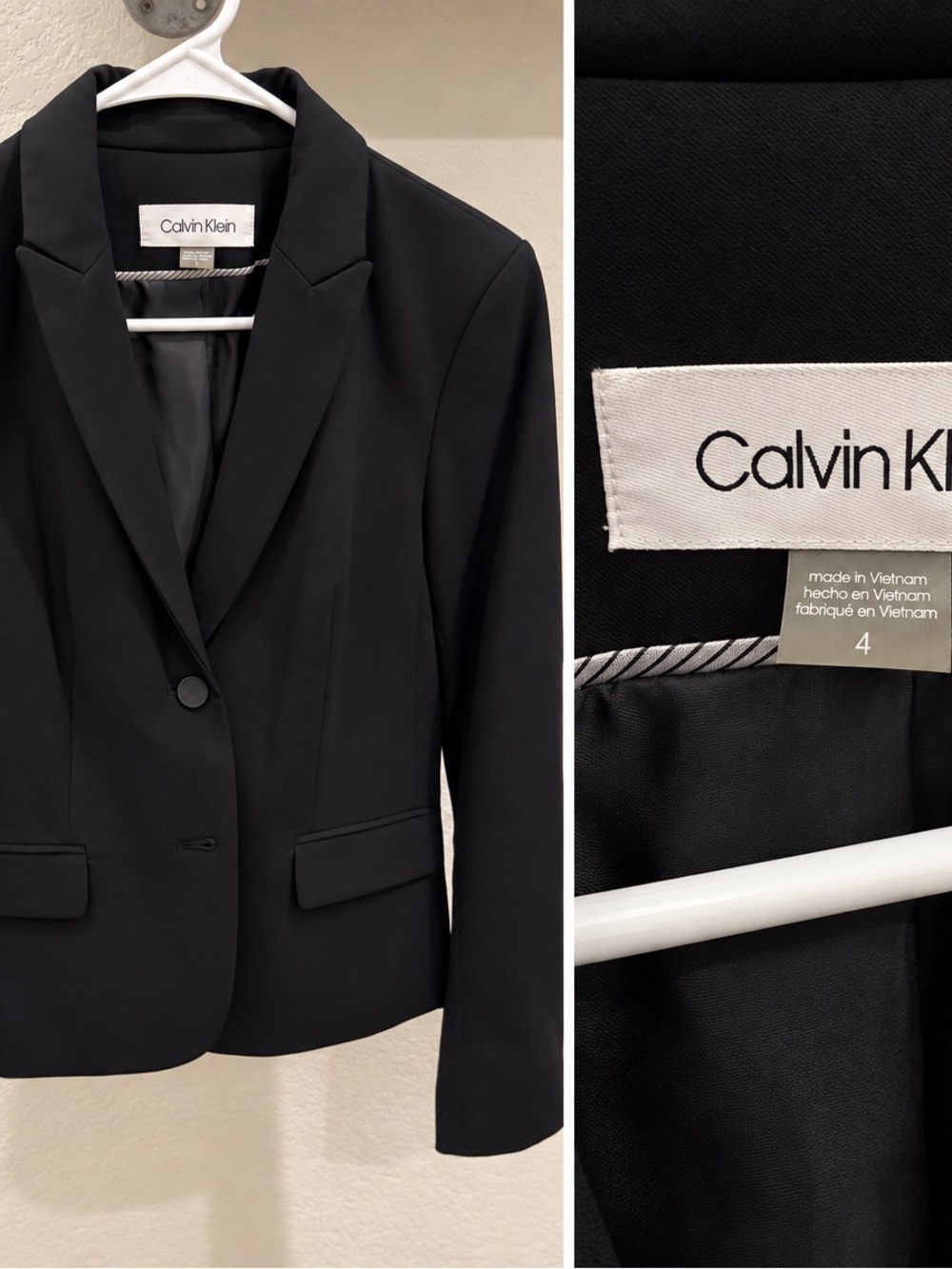 Calvin Klein Black Women's Single-Button Tailored Blazer